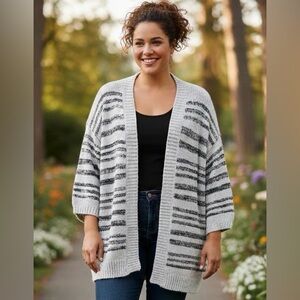 Lane Bryant Women's  Open Front Sweater Cardigan Black/Gray Plus Size 18/20